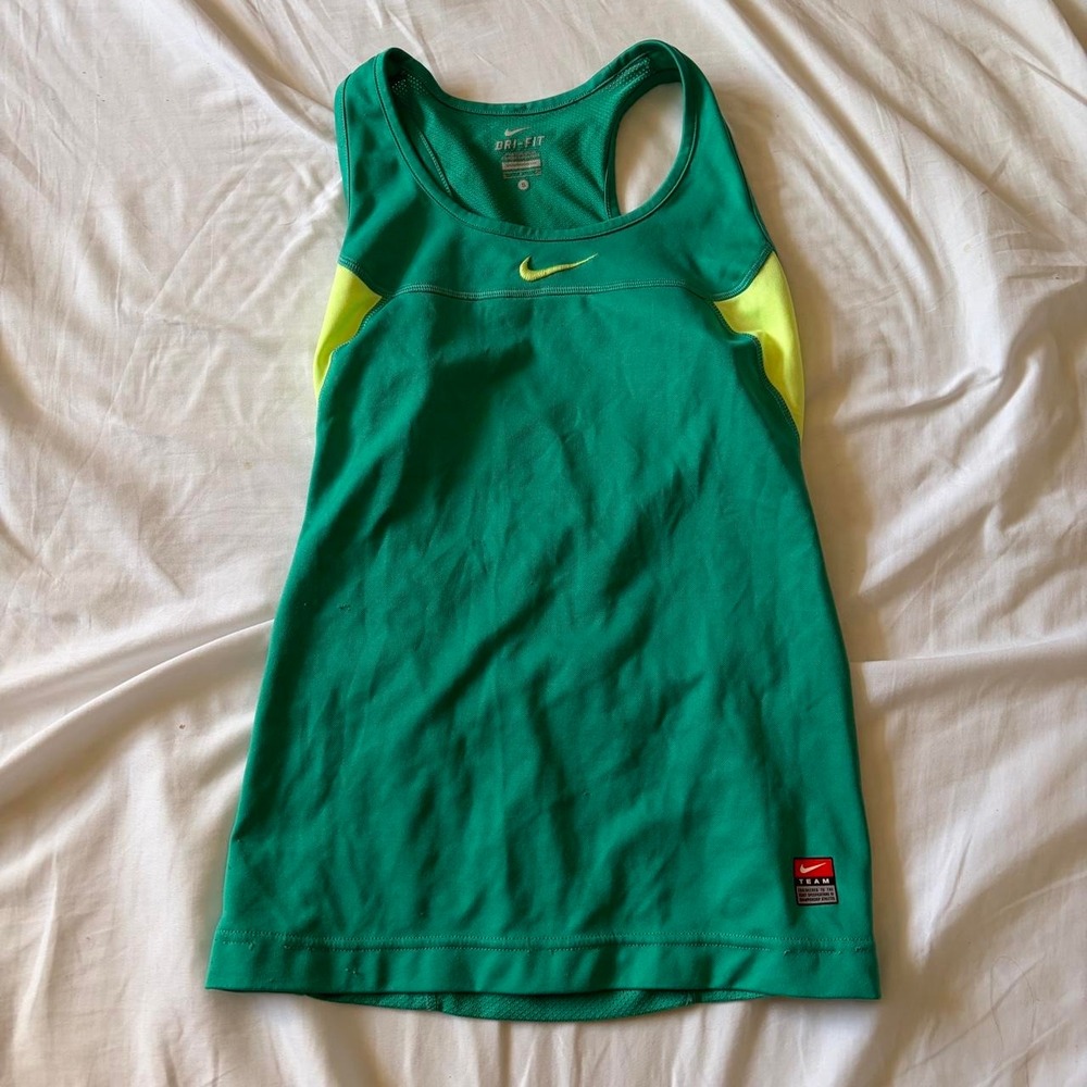 Nike green/yellow tank top Y2K style active size small womens
